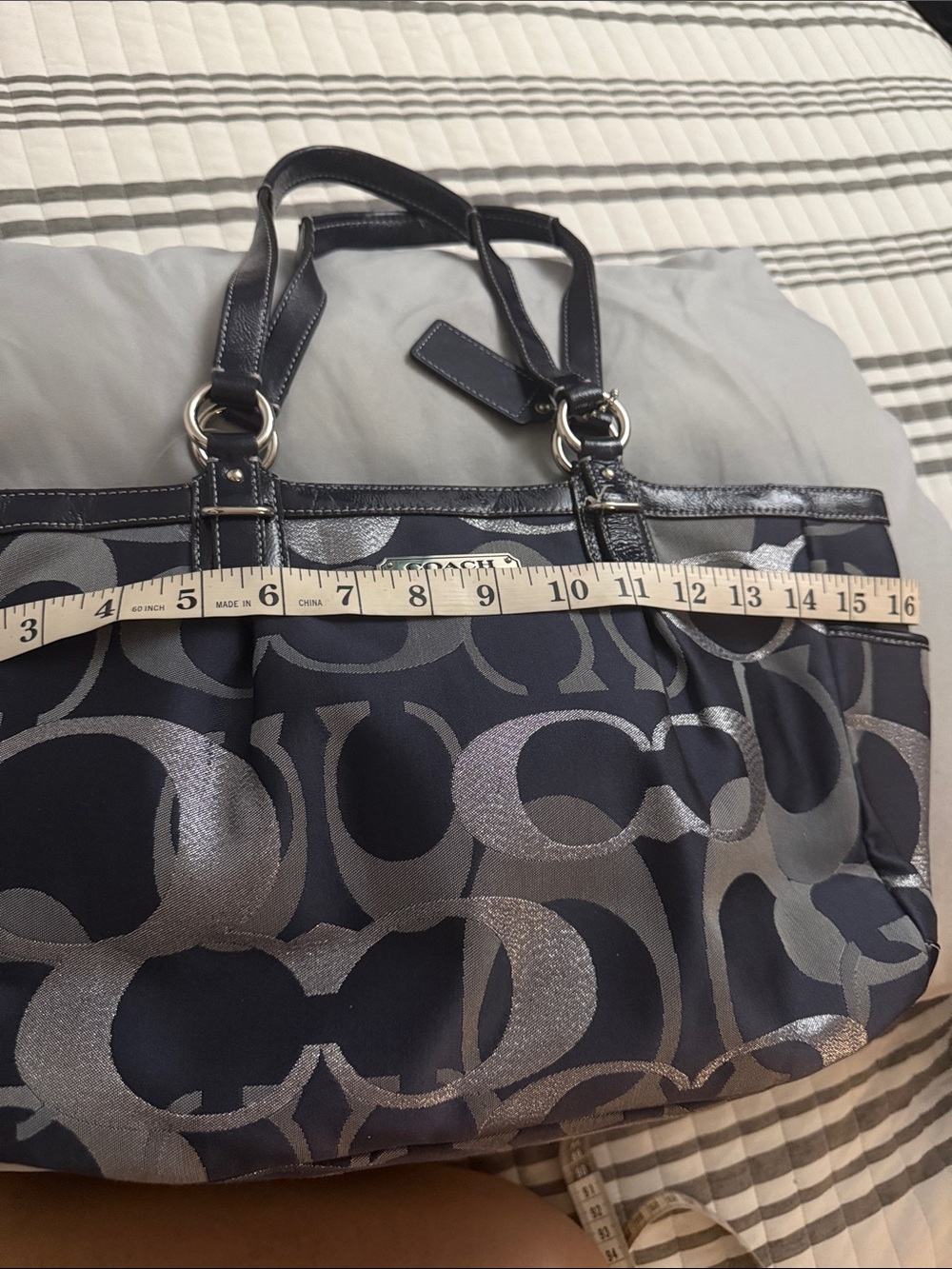 NWT COACH Gal Opt Met Signature Tote,shoulder bag size Medium 3H00066983 Blue - Picture 15 of 16